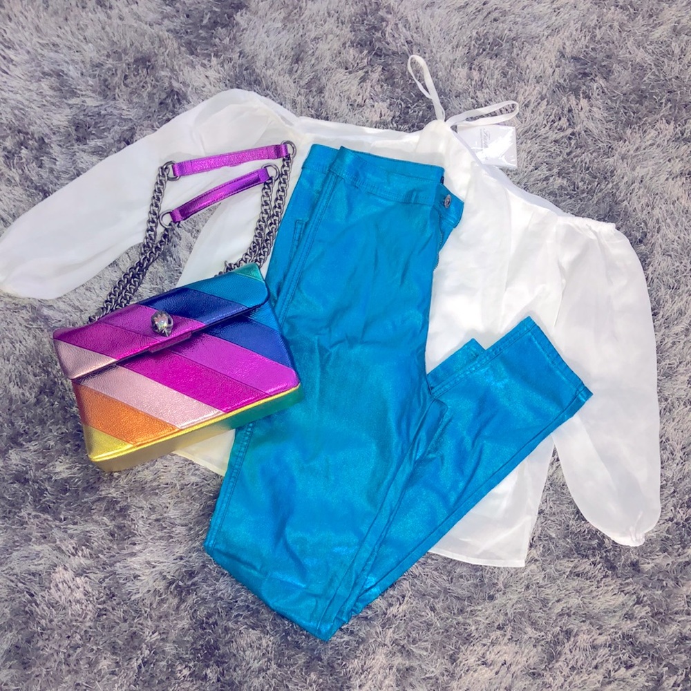 Metallic blue pants - Picture 2 of 10